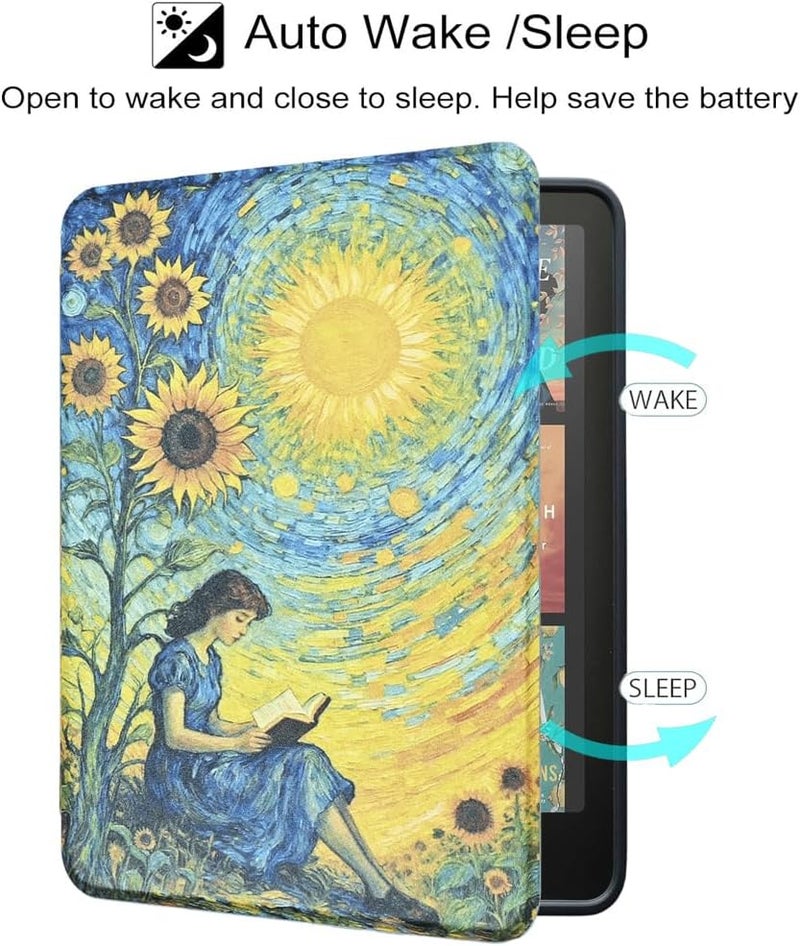 Tpacc Case for Kindle Paperwhite 12th Gen 2024 (7") & Kindle Colorsoft Signature Edition, Reading Lovers Lightweight PU Leather Smart Protective Cover with Auto Sleep Wake, Hand Strap, Bookish Girlie - Image 5